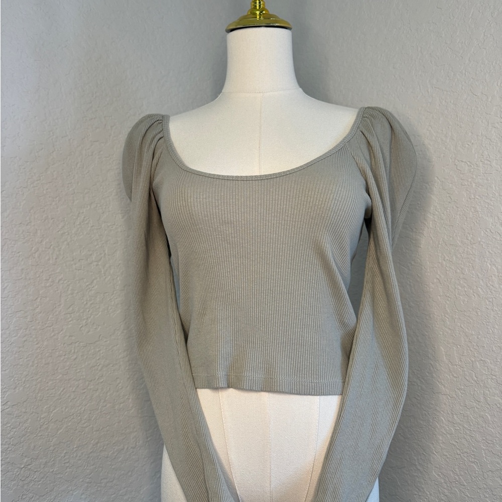 Zara Gray Ribbed Top